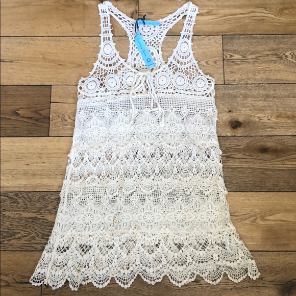 Solitaire Other - Soltaire Swim Crochet Swim Suit Coverup Cream SM